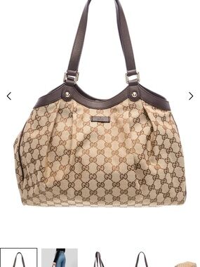 Gucci Beige Brown GG Canvas Shoulder Bag